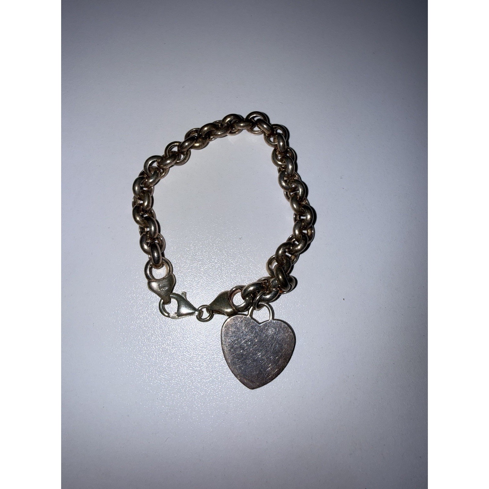 Vintage Italian Sterling Silver Heart Charm Bracelet